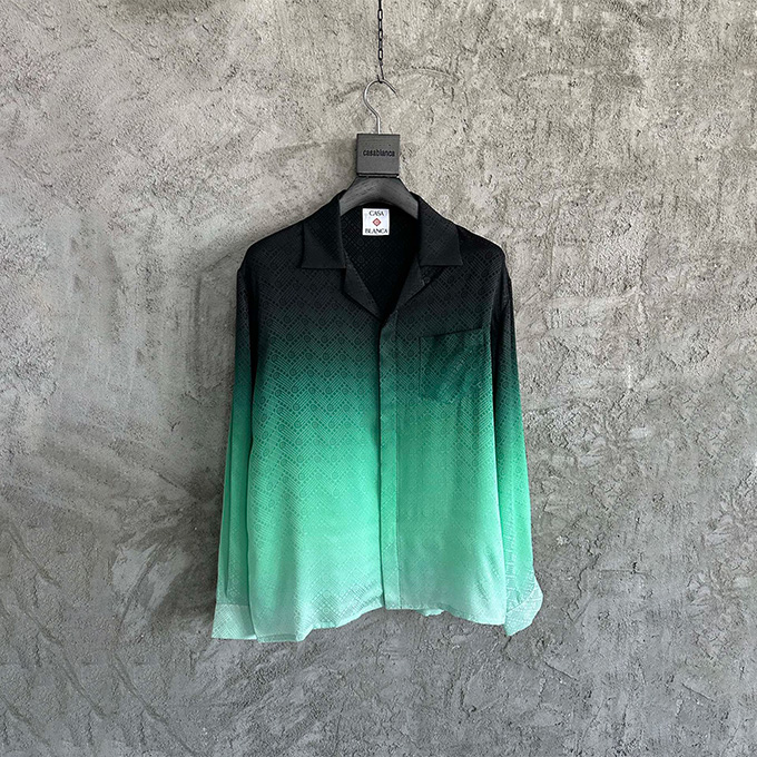 casablanca gradient jacquard silk long-sleeve shirt